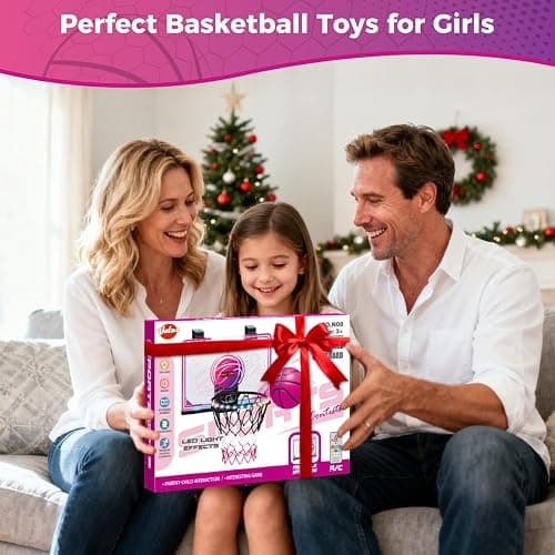 VATOS Basketball Hoop for Girls Indoor, LED Basketball Hoop with 7 Color Lights, Glowing Rim, Scoreboard & Remote Controller, Basketball Set Sports Toys Birthday Gifts for Girls Kids Teens 5-12 thumbnail 8