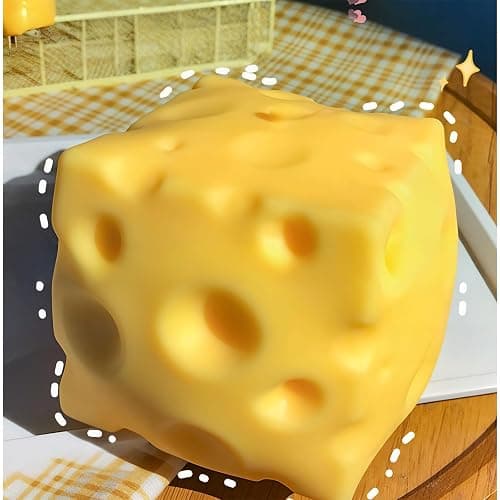 Super Cheese Squishy Big Giant Large Cube Block Slow Rising Squeeze Toy squeezable Stress Relief Original Sensory / Fidget Novelty Toy and Gift for Adults (3in) thumbnail 5