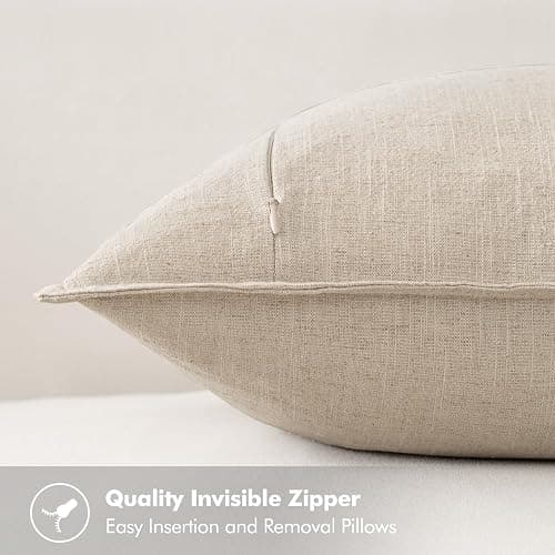 MIULEE Decorative Linen Euro Sham Pillow Covers 24x24 Natural Beige Boho Farmhouse Neutral Couch Throw Pillows for Bed Pack of 2 Accent Modern Pillowcase Sofa Livingroom Home Decor thumbnail 3