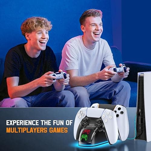 Rysker Controller Charger for PS5, Dual Charging Dock Station for PlayStation 5 Dualsense & Edge with RGB Light, Fast PS5 Dual Controller Charging Station with Cable Black for PlayStation Consoles thumbnail 6