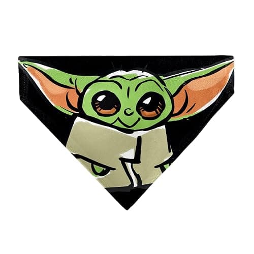 Star Wars Pet Bandana Star Wars Grogu Baby Yoda Smiling Impression Painting Black Slip On Collar Bandana Only - Image 1