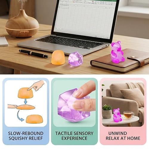 Chanyi9588 5Pcs Squishy Fidget Toys Set, Stress Ball Sensory Toys | 5-pc set in display box, made of flexible elastomer with varied textures for a satisfying, focus-enhancing tactile experience thumbnail 7