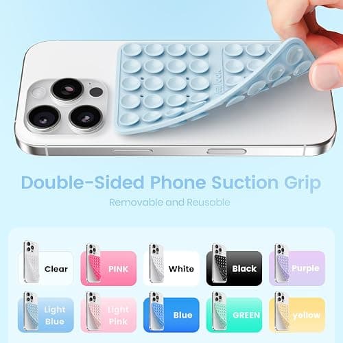 Silicone Suction Cup Phone Case Mount Double Sided, Silicon Sticky Phone Grip with Higher Suction Power for Cell Phone, Hands-Free Phone Accessories Holder for Selfies and Videos, Baby Blue thumbnail 4