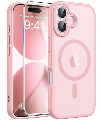 FNTCASE for iPhone 17 Case: [Compatible with Magsafe] Translucent Matte Cases with [Full Camera Protection] [Screen Protector] Military Grade Shockproof Protective Phone Cover - Light Pink - Image 1
