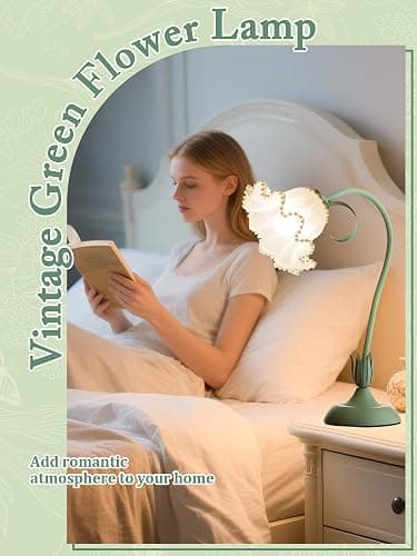 Flower Table Lamp, LED Reading Light Vintage Night light (Green Pearls) | 3 Colors Modes Kawaii Bedside Lamps Decor,Living Room Bedroom Room Lighting Table Lamps Home Decoration thumbnail 2