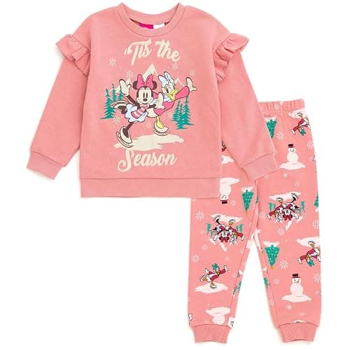 Disney Girls' Fleece Sweatshirt and Pants Set for Baby & Kids | 2-Piece Coordinated Set, Soft Fleece Fabric, Ribbed Collar and Cuffs, Comfortable Pull-On Pants - Image 1