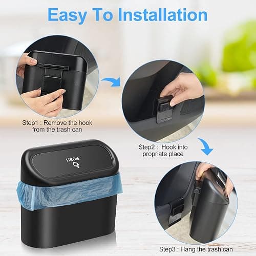 JOYSKY Car Trash Can Mini Trash Can Foldable Car Trash Bin with 100 Pieces Trash Bags Small Storage Box with Lid 15.5 x 6.5 x 14 cm thumbnail 6