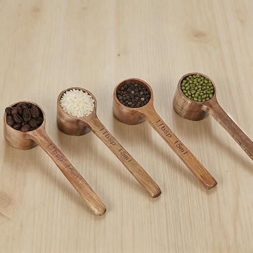 4 Pack Coffee Acacia Wooden Scoop Wooden Measuring Scoops for Canisters Jars 15ml 1 Tablespoon Small Coffee Scoop Acacia Woodens Measuring Spoons Home Kitchen Accessories for Beans Sugar Tea Bath Salt thumbnail 7