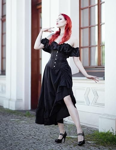 Scarlet Darkness Women Renaissance Skirt Medieval Ruffle Layered Maxi Skirts thumbnail 3