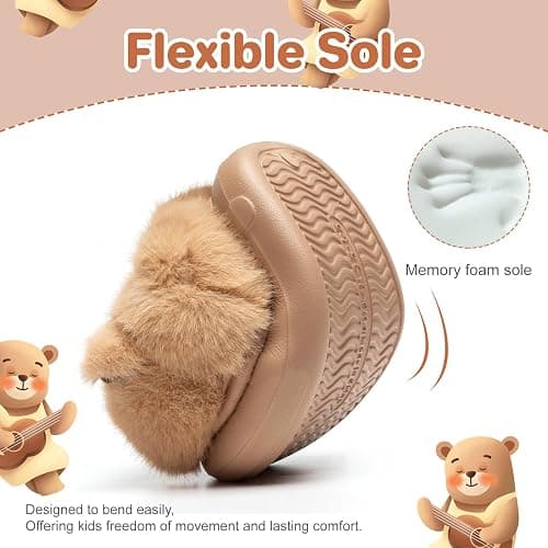 Drecage Toddler Kids Slippers Girls Boys House Shoes Winter Slippers Plush Warm Soft with Cute Cartoon Design Indoor Shoes thumbnail 4