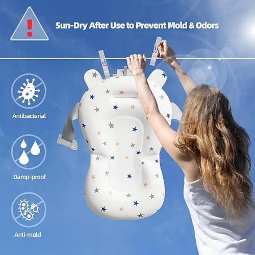 napei Collapsible Baby Bathtub,Baby Bath Tub with Soft Cushion & Thermometer,Baby Bathtub Newborn to Toddler 0-36 Months,Portable Travel Baby Tub - Bath Tub Pro - Gray thumbnail 7