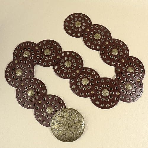 NociHah Wide Disc Western Belt for Women Boho Concho Leather Belts Vintage Cowboy Waist Belt for Dress thumbnail 3