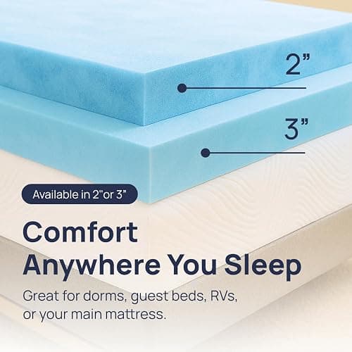 Sure2Sleep Gel Swirl Memory Foam Mattress Topper - 2 Inch, Pressure Relieving, Cooling Comfort - Made in The USA & CertiPUR-US Certified - Softens Firm Beds and Extends Mattress Life - Full Size thumbnail 6
