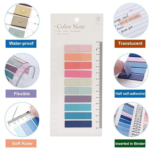 2400 Pcs Morandi Sticky Tabs, 12 Sheets Sticky Index Tabs, Book Tabs, Page Markers, Colorful Book Annotating Tabs, Page Tabs, Sticky Flags, Transparent Sticky Note Tabs, File Index Tabs with Ruler thumbnail 4