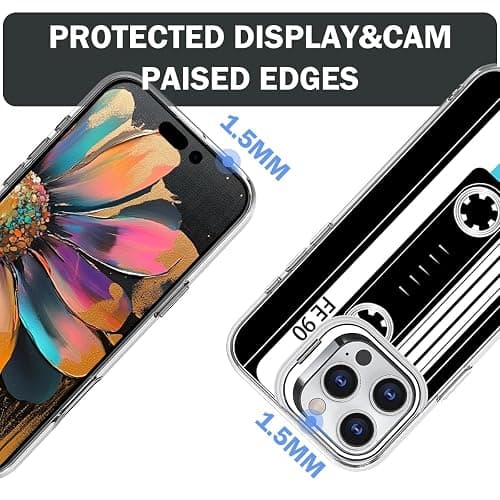 Ecute Strong Magnetic Slim Drop Protective Case (Compatible with MagSafe) with Camera Ring Kickstand for iPhone 17 and iPhone 16 Pro- Retro Cassette Tape thumbnail 6