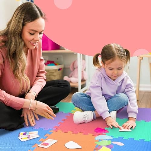 kidoola Foam Baby Play Mat (29x29cm) – Thick & Soft EVA Foam Interlocking Floor Tile Matting for Children – Large Multi Colour, Safe & Comfortable 7mm Thick Play Flooring (27pc) thumbnail 2
