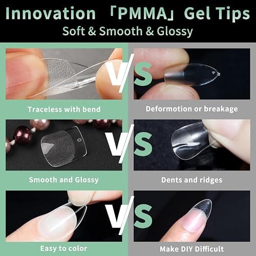 Extra Short Square Nail Tips, 216pcs Acrylic Fake Nails Soft Gel Nail Tips, Full Cover Pre-Shaped Matte Clear Press on Nails for Extension, Diy at Home Manicure 12 Sizes thumbnail 4