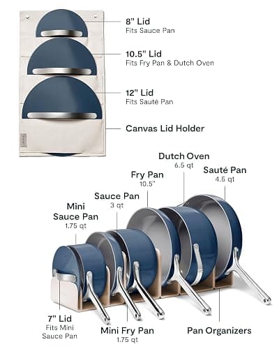 Caraway Deluxe Non-stick Ceramic Cookware Set (16 Piece) Pots, Frying Pans, Lids and Kitchen Storage - PFAS & PFOA Free - Oven Safe Pan Set & Compatible with All Stovetops - Navy thumbnail 3