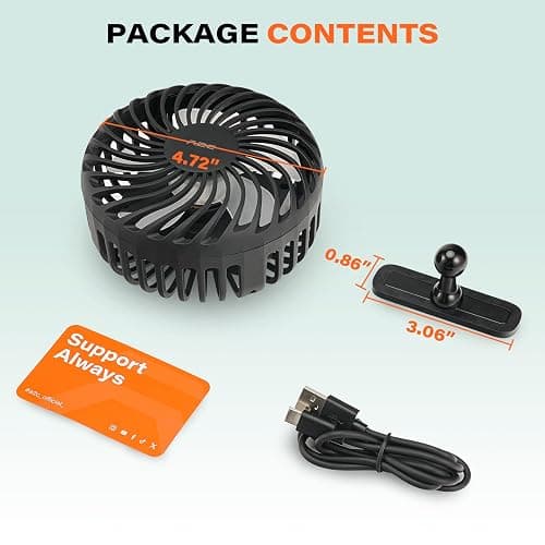 A2C Golf Cart Fan Rechargeable Magnetic Base Battery Operated Portable Fan 3 Speeds 4000 RPM Strong Airflow for Yamaha, EZGO, Club Car 360° Rotatable Golf Cart Accessories Gifts for Men, Dad, Husband thumbnail 9