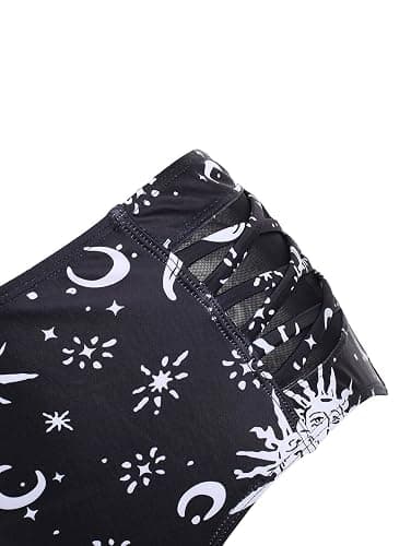 JMSUN Women's Bikini Summer Bathing Suit Sun Star Moon Lattice High Waisted Tankini Swimsuit thumbnail 3