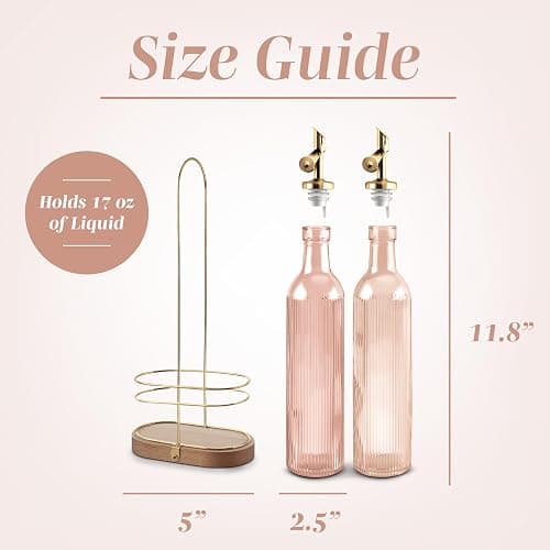 COOK WITH COLOR Glass Olive Oil Dispenser Bottle - 2 Pack, 17 oz Cruet - Elegant Carafe Decanter with Spout for Kitchen, Suitable for Vinegar, Coffee Syrups & Other Liquids thumbnail 3