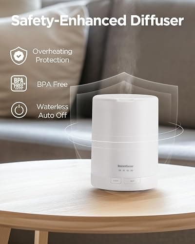 InnoGear 300ml Essential Oil Diffuser for Home Humidifier, Basic White | Aromatherapy, Cool Mist Humidifier, Ultrasonic, Large Room, Run up to 10hrs, Waterless Auto Off, 7 LED Lights, Quiet thumbnail 4