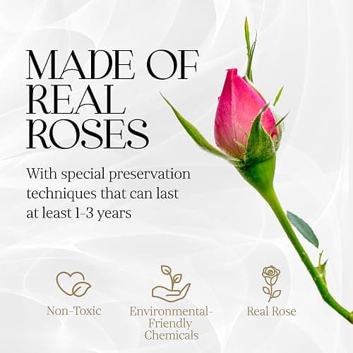 GLAMOUR BOUTIQUE 7 Flower Forever Heart Shape Box - Preserved Roses Gift for Her, Preserved Flowers, Pink thumbnail 5
