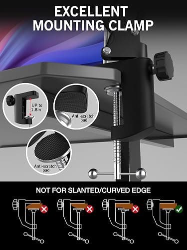 QuadCast 2 Boom Arm, Mic Arm Microphone Arm for HyperX QuadCast 2 with HyperX QuadCast 2 Pop Filter, 3/8" to 5/8" Adapter, by SUNMON thumbnail 6