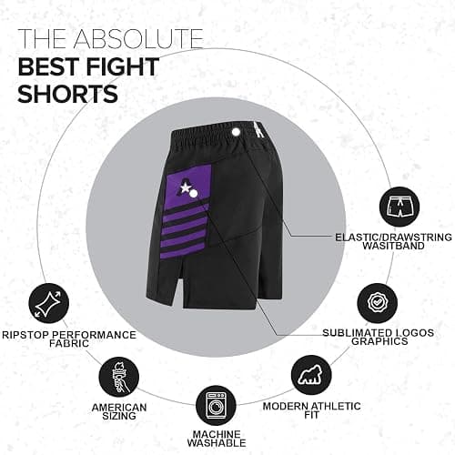 MMA Shorts for Men & Women - BJJ, No-Gi Jiu Jitsu, Grappling Sports - 5" 7" 9" thumbnail 3