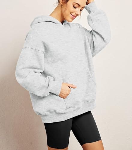 Jhsnjnr Womens Plain Pullover Sweatshirts Long Sleeve Oversized Sweater with Pocket Fleece Lined Hoodies thumbnail 3