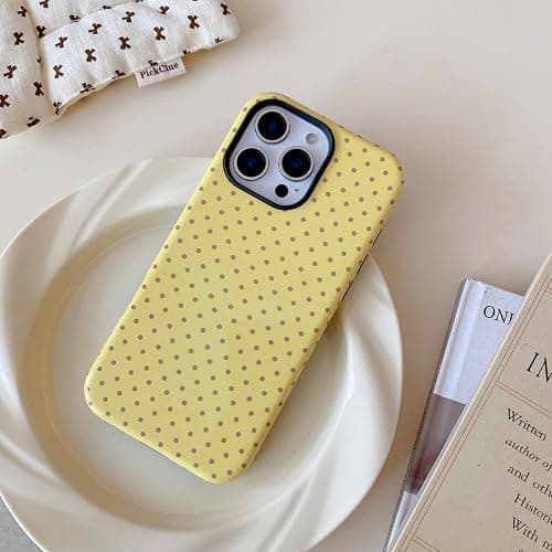Longlayss Compatible with iPhone 16 Case Cute Aesthetic Polka Dot Phone Case for Women Girl Shockproof Slim TPU and Hard PC Protective Cover (Yellow) thumbnail 8
