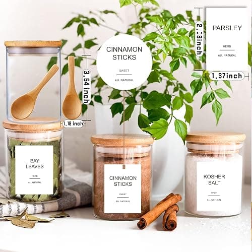 GPOVVIMX 12 Pcs Glass Spice Jars with Bamboo Airtight Lids and 191 Labels - 8.5oz Small Food Storage Containers for Kitchen, Seasoning, Coffee, Herb - Spoon and Marker Included thumbnail 5