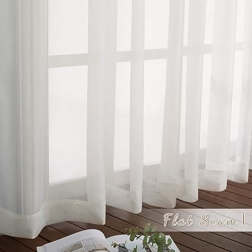 NICETOWN Sheer Curtains for Bedroom Windows 84 inch Length, Grommet Casual Voile Sheer with Light Filter Window Treatments for Nursery/Living Room, Beige, Set of 2, 54" Wide thumbnail 6