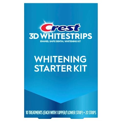 Crest 3D Whitestrips Whitening Starter Kit – Teeth Whitening Kit, 10 Treatments, Each with 1 Upper/1Lower, 20 Strips – Crest 3DWhite Teeth Whitening Strips - Image 1