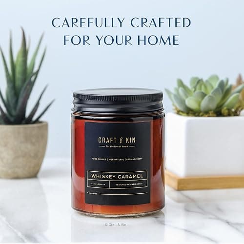 Craft & Kin Christmas Scented Candles for Men | Premium Whiskey Caramel Winter Candle | All-Natural Scent for Home | Long Lasting Holiday Candles with 45 Hour Burn Time, 8oz thumbnail 3