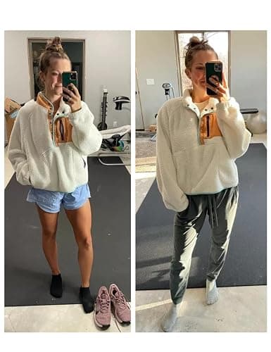AMEBELLE Women’s Lightweight Fleece Pullover Jacket Cropped Fall Winter Fuzzy Sherpa Jacket Sweatshirt Coat with Pockets thumbnail 4