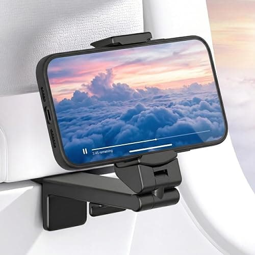 Perilogics Universal in Flight Airplane Phone Holder Mount. Hands Free Viewing with Multi-Directional Dual 360 Degree Rotation. Pocket Size Must Have Airplane Travel Essential Accessory for Flying - Image 1