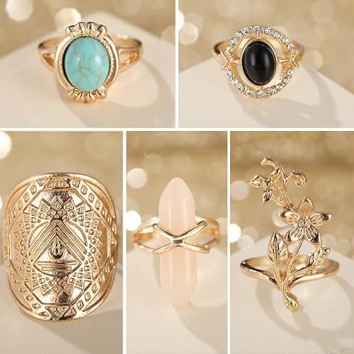 17 MILE 82 Pcs Vintage Silver Knuckle Rings Set for Women, Bohemian Stackable Joint Finger Rings, Retro Stone Crystal Stacking Midi Rings Pack thumbnail 5