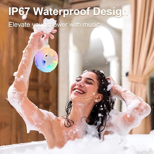EBODA Bluetooth Shower Speaker, IP67 Waterproof Portable Speakers, Floating, TF Card, Small Outdoor Speaker with LED Light, True Wireless Stereo for Bike, Beach, Paddle Board, Kayak, Pool, Gifts thumbnail 2