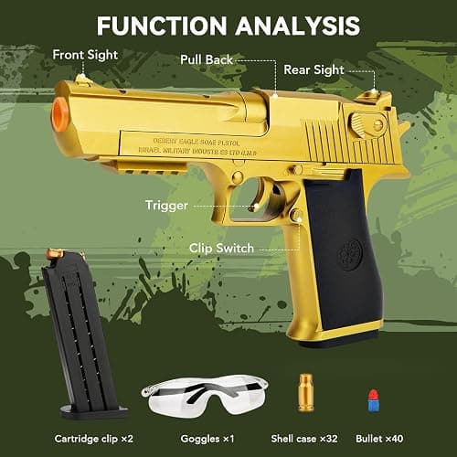 Toy Gun with Soft Bullets, Toy Pistol with 32Pcs Jump Ejecting Mag, 40 Pcs EVA Darts Toys Foam Blaster, Gifts for Boys Kids and Girls Ages 14+ thumbnail 4