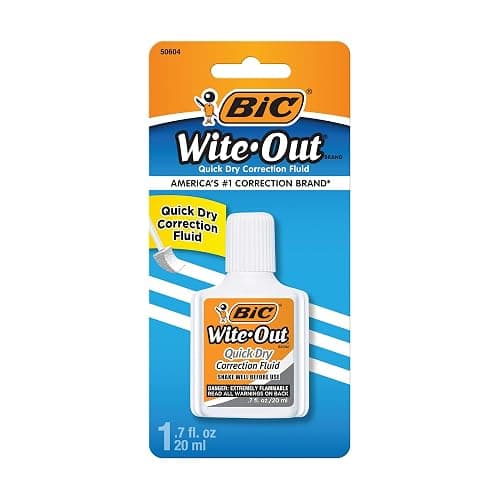BIC Wite-Out Quick Dry Correction Fluid, 20mL, White, Goes on Easy with A Reduced Dry Time, 1-Count Pack - Image 1