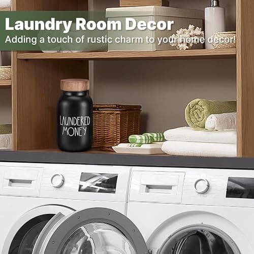 Laundry Room Bank Coin Jar Laundry Room Decor Rustic Country Farmhouse Home Decor Mason Jar with Wooden Top Funny Laundered Money Tip Jar Piggy Bank thumbnail 6