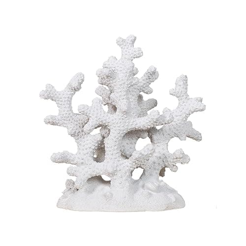 Elegondrar 7.1" H White Coral Decor, Resin Statue, Nautical Decorations for Home, Bedroom, Bathroom, Living Room, Beach/Coastal/Ocean Themed Cabinet Shelf Tabletop Decor - Image 1