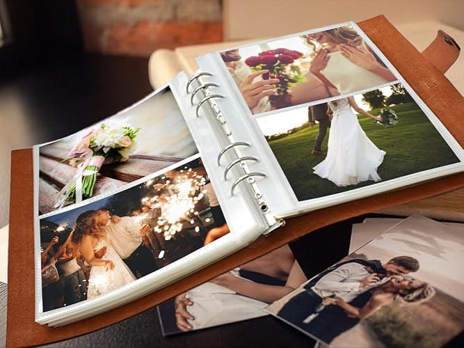 Adeerus Genuine Leather Photo Album 300 Pockets, 4x6 for 300 Photos, with 40 Writing Paper, Bookshelf Scrapbook for Travel Family Wedding Kids Graduation Baby Pictures, Wine Brown thumbnail 5