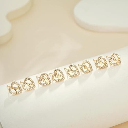 Eaciy Christmas Gifts for Grandkids Initial Earrings for Girls, 18K Gold Plated Heart Initial Letter Earrings Teen Girl Gift Trendy Stuff Birthday Christmas Gifts for Girls Kids Jewelry thumbnail 6