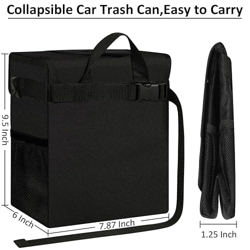 ELONGRIVER Car Trash Can Bin for Back Seat Leak Proof, Cute Car Trash Bag Hanging, Vehicle Trash Can for SUV Truck Van, Automotive Garbage Cans Front Seat Black thumbnail 7