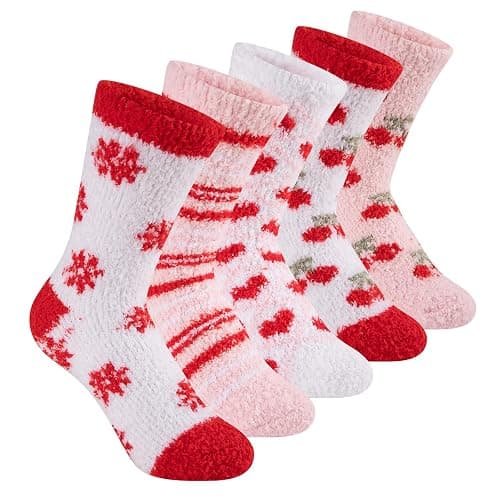 Comfoex 5 Pairs Kids Fuzzy Socks Cozy Fun Fluffy Girls Socks Best Winter Warm Gift Comfy Home For boys girls 4-14 years olds thumbnail 8