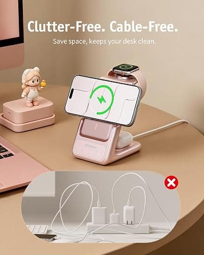 RORRY AuraDock Charging Station for Apple,10000mAh Detachable Power Bank | 3 in 1 for Magsafe Charger, 30W PD Wireless Magnetic Charging Station for iPhone, Apple Watch, AirPods thumbnail 4