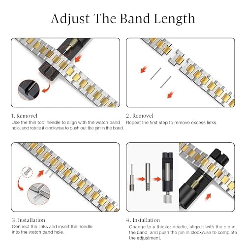 WFEAGL Slim Metal Watch Band Compatible with Apple Watch 38mm 40mm 41mm 42mm(Series 11 10), Dressy Stainless Steel Strap for Women iWatch Bands Series10/9/8/7/6/5/4/3/2/1/SE (Silver+Gold) thumbnail 5