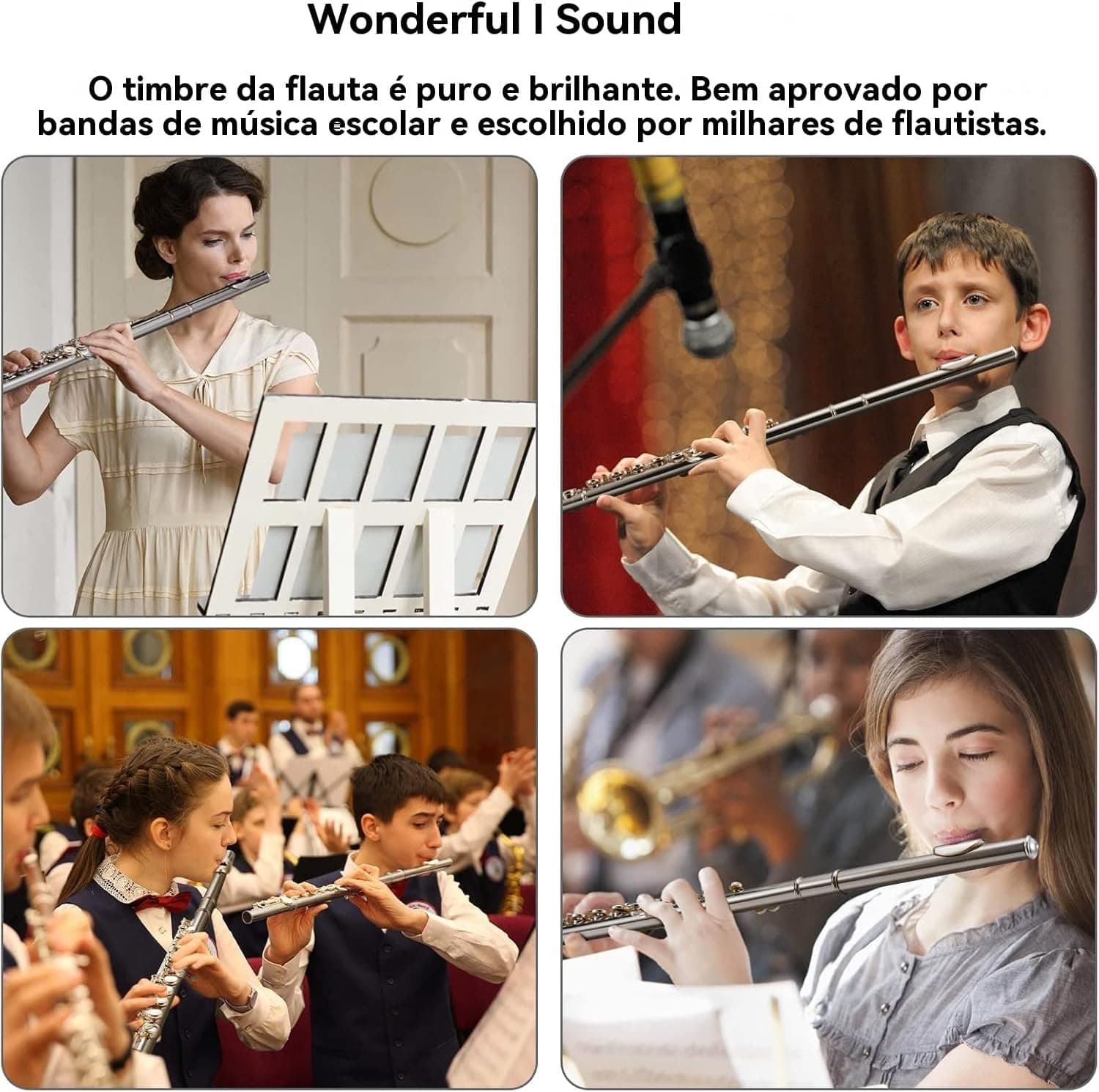 VEDO Flauta C maior Transversal Kit - Boca Corte Biselado, Premium instrumento musical Chaves Ajustáveis, Estojo Portátil e Som Fluido Ideal para Bandas Marciais Presentes Musicais thumbnail 7